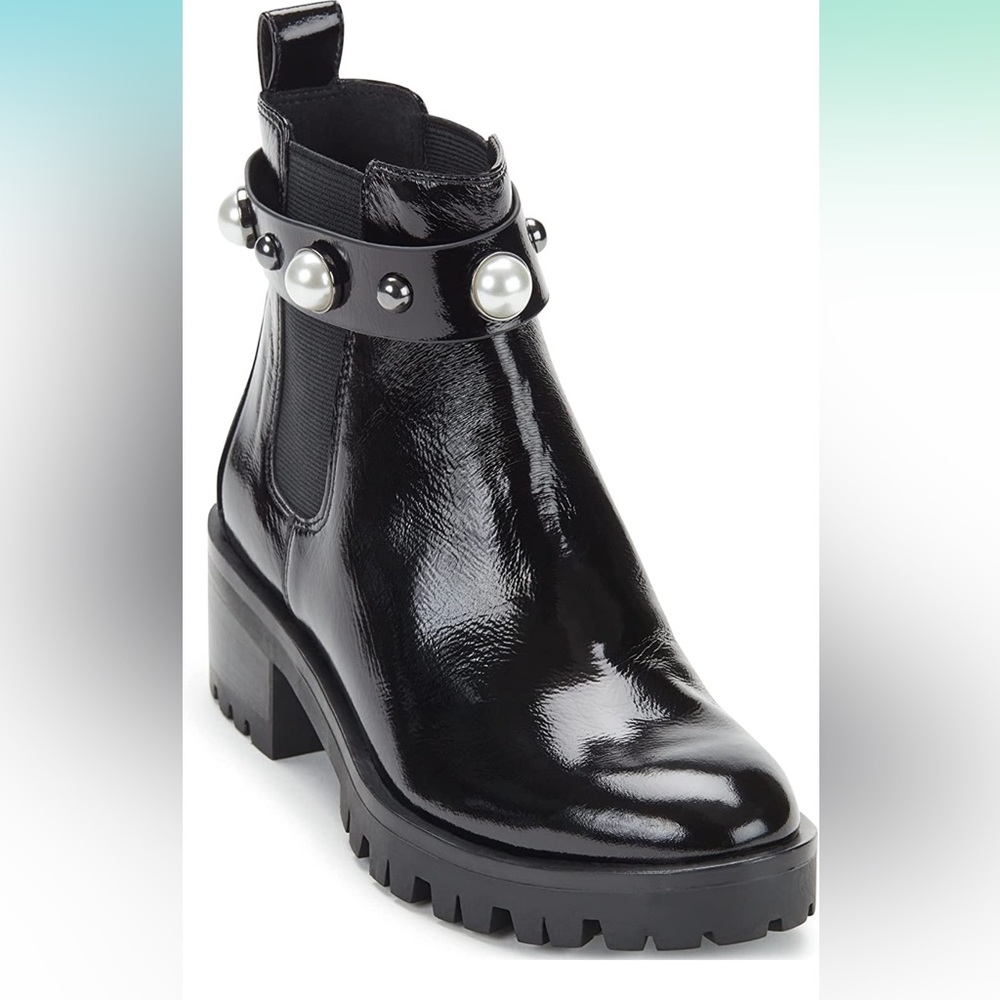 Karl Lagerfeld Pola Studded Pearl Chelsea Lug Boot Size 8.5
